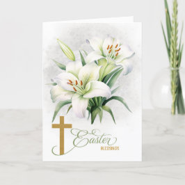 Tarjeta Festiva La cruz cristiana Lilies John 11 Scripture Pascua