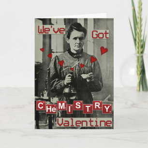 Tarjeta Festiva La curiosa El día de San Valentín Marie Curie Quím