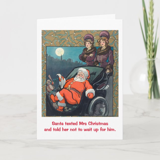 Tarjeta Festiva La curiosa vieja no espera Navidades (Anverso)