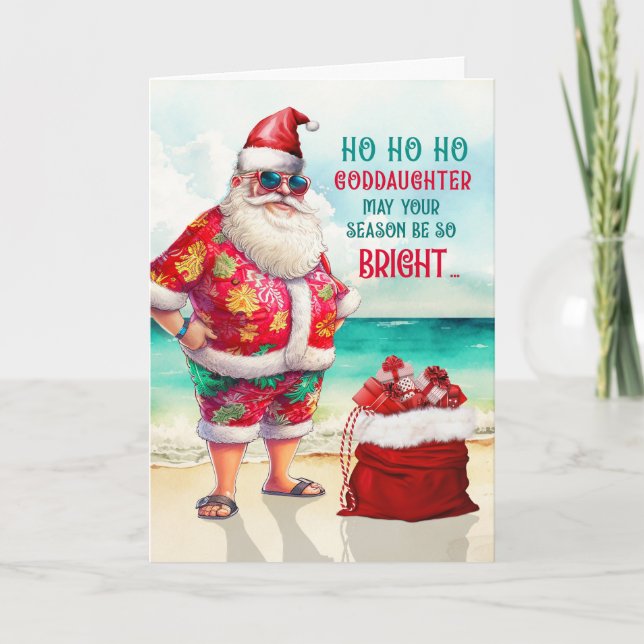 Tarjeta Festiva La diosa Santa en las gafas de sol Navidades diver (Anverso)