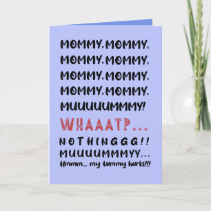 Tarjeta Festiva La divertida mamá azul moderna tipografía el día d