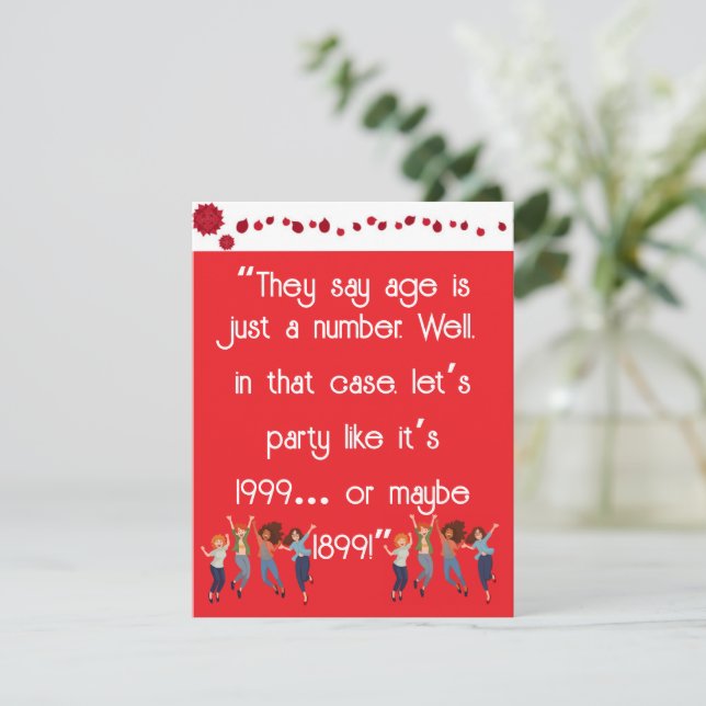 Tarjeta Festiva La edad es sólo un número (Anverso de pie)