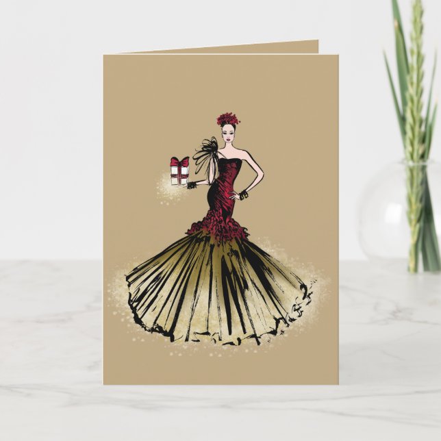 Tarjeta Festiva La elegante dama de oro (Anverso)
