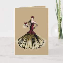 Tarjeta Festiva La elegante dama de oro