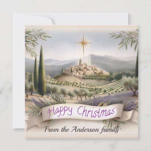 Tarjeta Festiva La encantadora acuarela de los Navidades de Proven (Anverso)