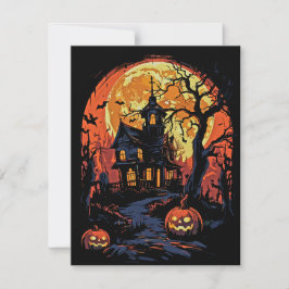 Tarjeta Festiva La encantadora casa de Halloween