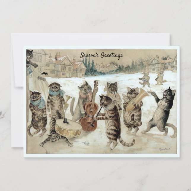 Tarjeta Festiva La era victoriana cargando gatos de Louis Wain (Anverso)