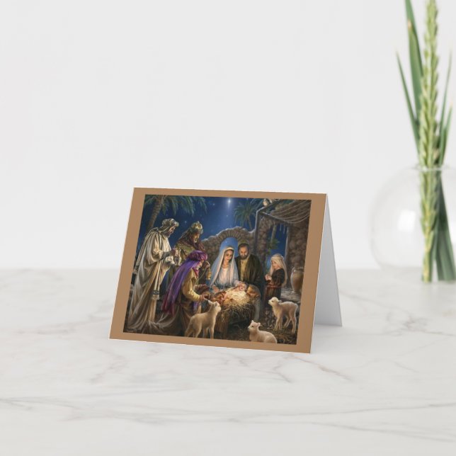 Tarjeta Festiva La escena de la Natividad del Niño Jesús (Anverso)