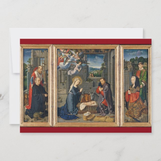 Tarjeta Festiva La escena de la Natividad, pintura religiosa de Je (Anverso)