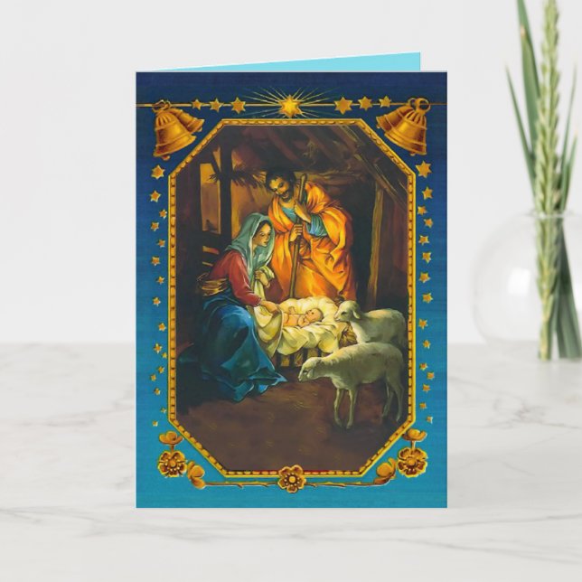 Tarjeta Festiva La estabilidad en el nacimiento nativo del niño Je (Anverso)