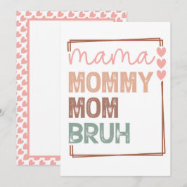 Tarjeta Festiva La evolución de mamá: de Mama a Bruh