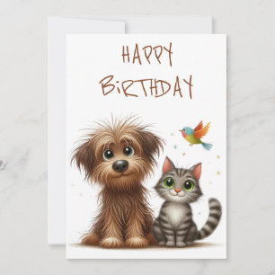 Tarjeta Festiva La extraña amistad del perro y el gato