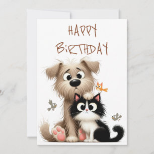 Tarjeta Festiva La extraña amistad del perro y el gato