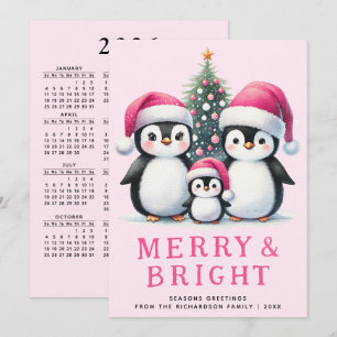 Tarjeta Festiva La familia de los pingüinos guapos y los Navidades