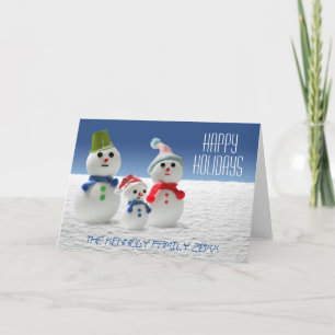 Tarjeta Festiva La familia del muñeco de nieve
