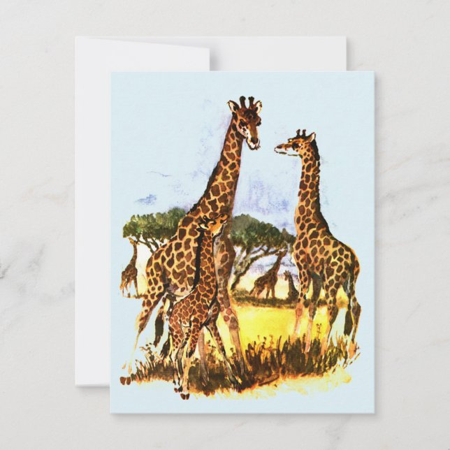 Tarjeta Festiva La familia Giraffe - (Anverso)
