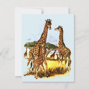 Tarjeta Festiva La familia Giraffe -