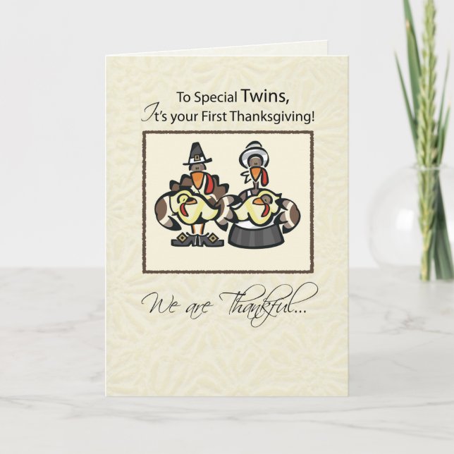 Tarjeta Festiva La familia turca del primer Día de Acción de Graci (Anverso)