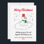 Tarjeta Festiva La familia White Merry Christmas Snowman Snowflake<br><div class="desc">Ho Ho Ho Ho Ho. Es esa época del año otra vez. Feliz Navidad Familia Snowman Snowflakes diseño para los fans de la temporada navideña y las celebraciones y festividades de la juventud. Envíe saludos y bendiciones a la familia y amigos esta temporada festiva. No importa si son religiosos o...</div>