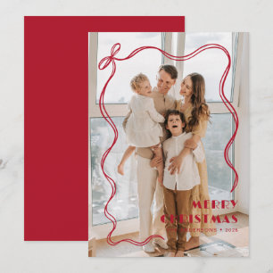 Tarjeta Festiva La fascinante foto de la familia de la cinta roja