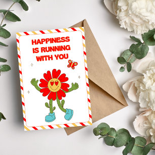 Tarjeta Festiva La Felicidad Corre Contigo, Corriendo Románticamen