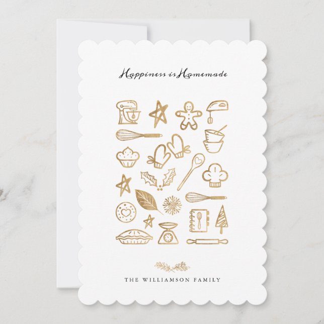 Tarjeta Festiva La felicidad es la receta casera de oro y pan blan (Anverso)