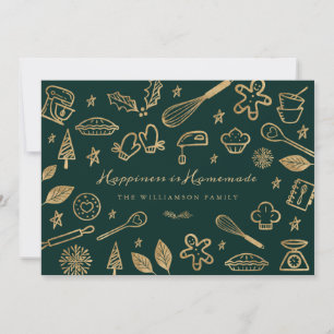 Tarjeta Festiva La felicidad es oro casero y receta de pan verde