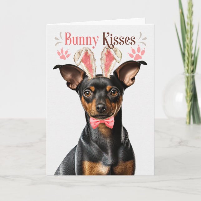 Tarjeta Festiva La fiesta de los conejitos de Pinscher en miniatur (Anverso)