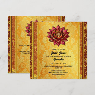 Tarjeta Festiva La flor de loto hindi se convierte en moda de oro 