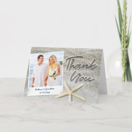 Tarjeta Festiva La foto de la boda de playa le agradece carda la