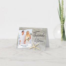 Tarjeta Festiva La foto de la boda de playa le agradece carda la