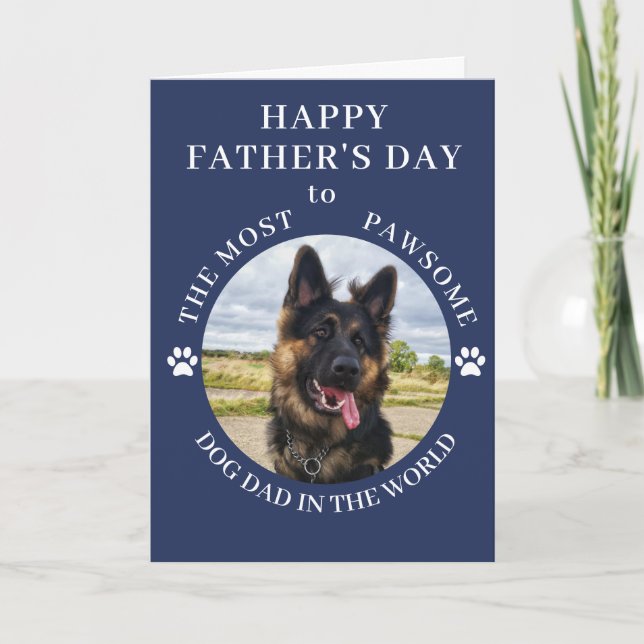 Tarjeta Festiva La foto de papá perro más adorable azul (Anverso)