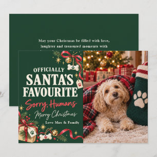 Tarjeta Festiva La foto divertida del perro favorito de Santa en N