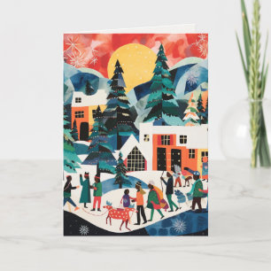Tarjeta Festiva La fraternidad familiar en abstractas escenas de i