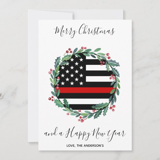 Tarjeta Festiva La guerra de los Navidades de la delgada línea roj (Anverso)