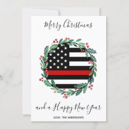 Tarjeta Festiva La guerra de los Navidades de la delgada línea roj