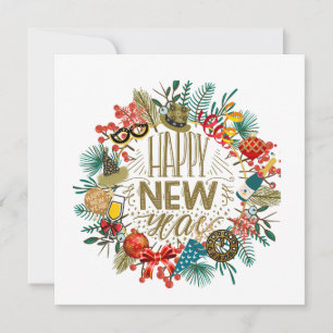 Tarjeta Festiva La guirnalda de Año Nuevo