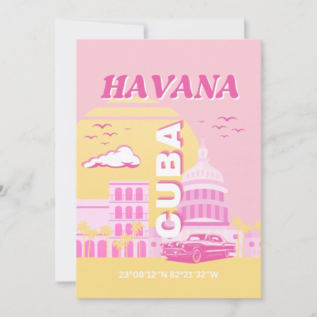 Tarjeta Festiva La Habana Cuba Arte Previo Rosa (Anverso)