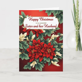 Tarjeta Festiva La hermana y sus Navidades esposos Poinsettias