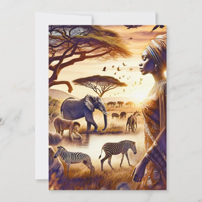 Tarjeta Festiva La hermosa escena africana de una mujer africana (Anverso)