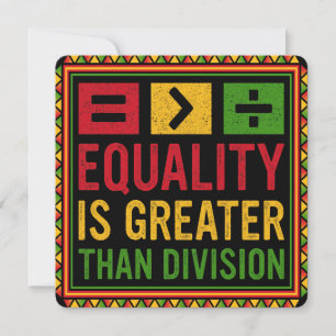 Tarjeta Festiva La Igualdad Es Mayor Que La División Math Black Hi