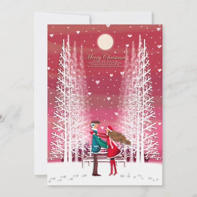 Tarjeta Festiva La imagen de los Navidades de la pareja feliz (Anverso)