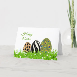 Tarjeta Festiva La impresión de animales de Pascua trae huevos