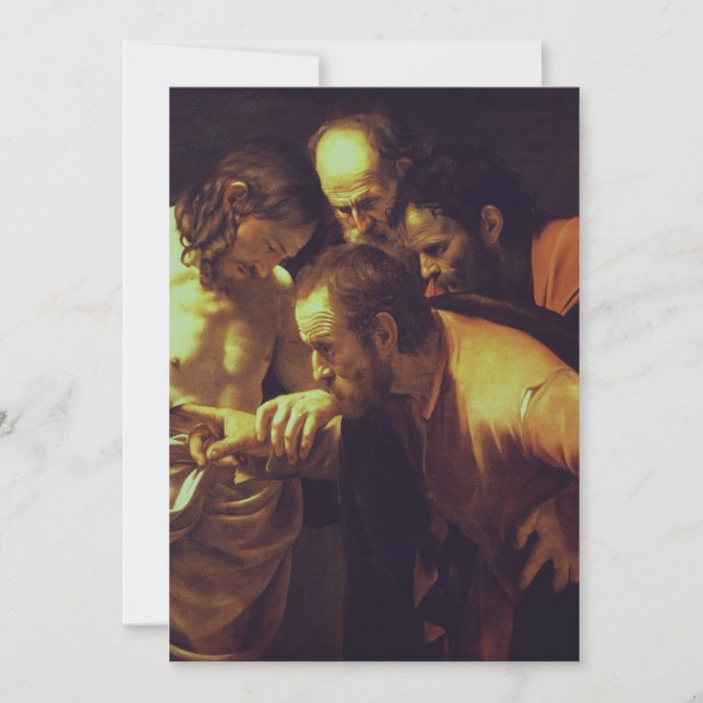 Tarjeta Festiva La incredulidad de Santo Tomás por Caravaggio (Anverso)