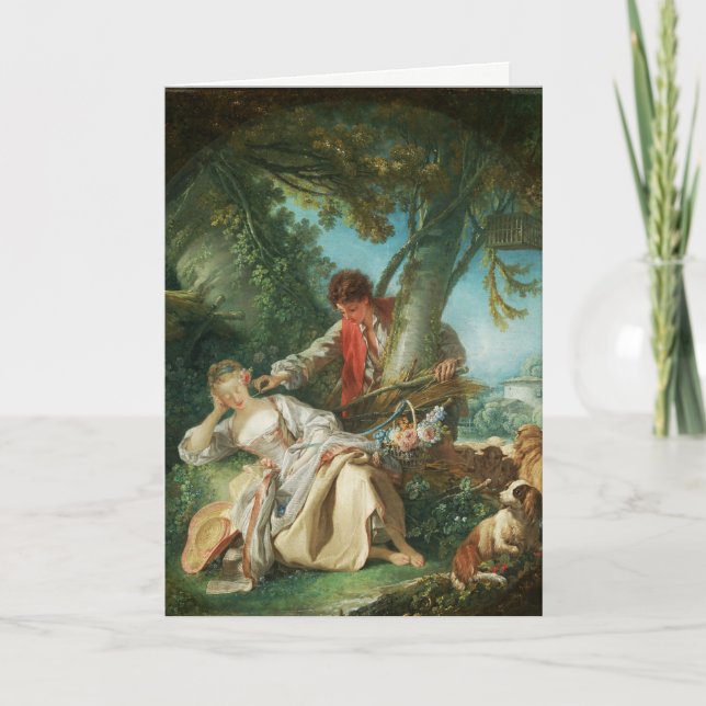Tarjeta Festiva La interrupción del sueño de François Boucher (Anverso)