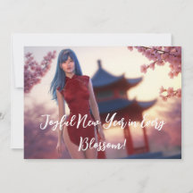 La joven belleza de Cheongsam posando para el Año