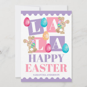 Tarjeta Festiva La La Caza de Huevos de Pascua del Conejo
