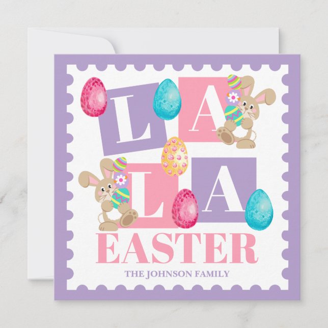Tarjeta Festiva La La Easter Pastel Bunny  (Anverso)