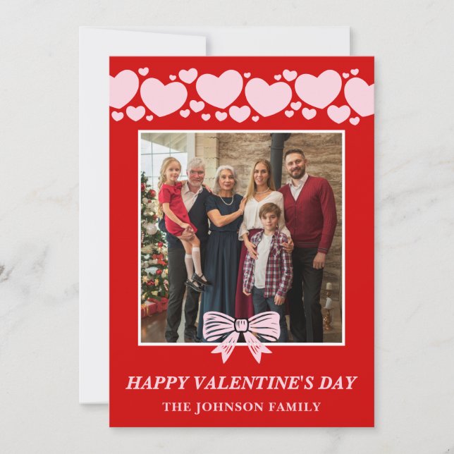 Tarjeta Festiva La La Love Family Valentine’s Day Photo Card (Anverso)