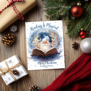 Tarjeta Festiva La lectura es diseño de copo de nieve mágico